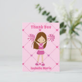Schattige Cheerleader Roze Persoonlijke Dankjewel Briefkaart (Staand voorkant)