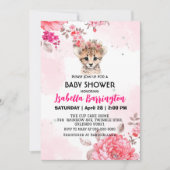 Schattige Cheetah cub roze bloemetjes baby shower  Kaart (Voorkant)