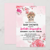 Schattige Cheetah cub roze bloemetjes baby shower  Kaart (Voorkant / Achterkant)