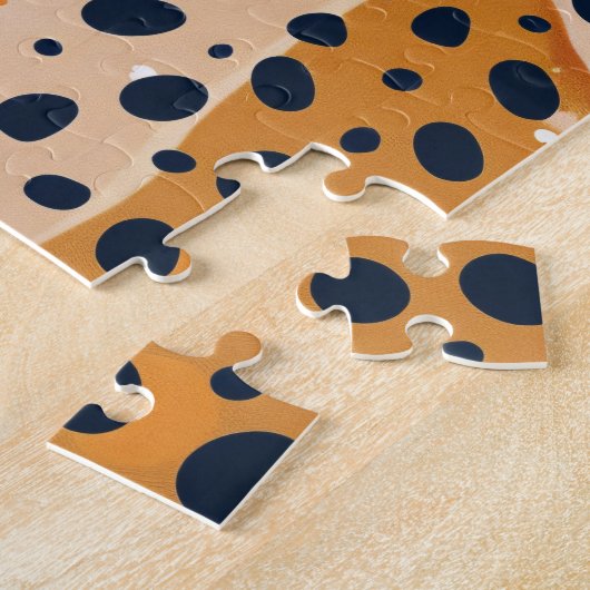 Schattige Cheetah Roze Gouden Pop Kunst Legpuzzel (Zijkant)