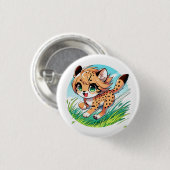 Schattige cheetah welp loopt speels ronde button 3,2 cm (Voorkant /achterkant)