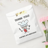 Schattige chef cartoon kind koken Verjaardagsfeest Bedankzakje (Gezegeld)