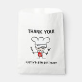 Schattige chef cartoon kind koken Verjaardagsfeest Bedankzakje (Voorkant)