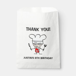 Schattige chef cartoon kind koken Verjaardagsfeest Bedankzakje