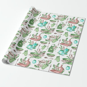 Schattige chef en keuken gereedschap en accessoire cadeaupapier