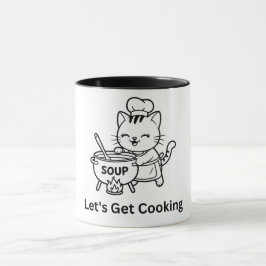 Schattige Chef Kat Kookt Soep Foodie Kunst Mok