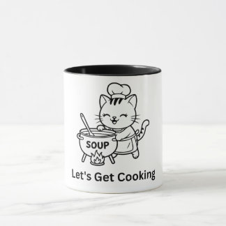 Schattige Chef Kat Kookt Soep Foodie Kunst Mok