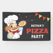Schattige Chef Kinder Pizza Verjaardagsfeestje Spandoek (Horizontaal)