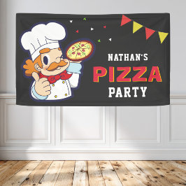 Schattige Chef Kinder Pizza Verjaardagsfeestje Spandoek