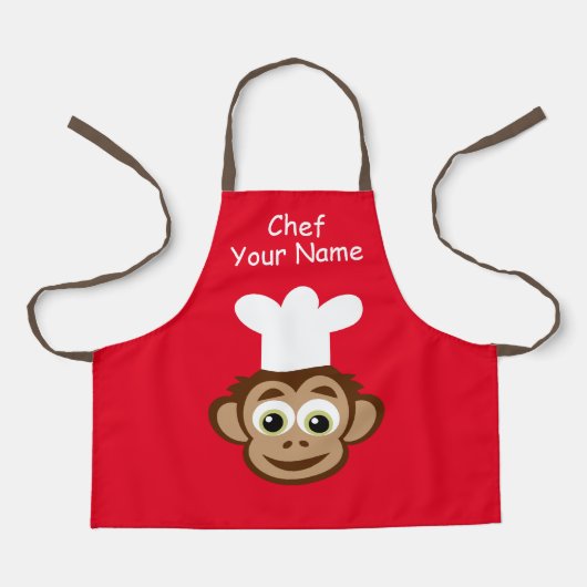 Schattige Chef Monkey cartoon keuken schort voor k (Voorkant)