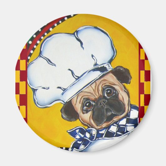 Schattige Chef Pugg Magneet (Voorkant)
