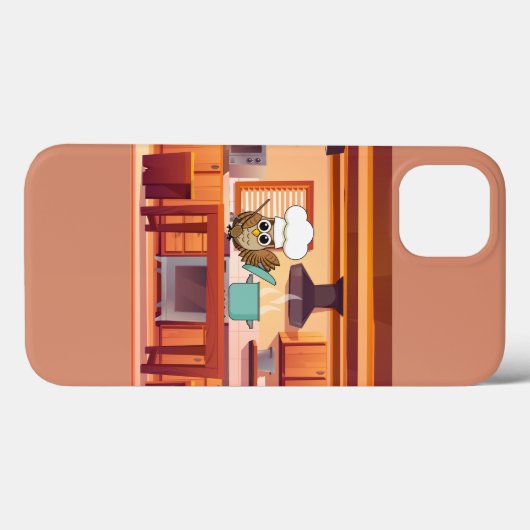 Schattige Chef Uil Koken in Keuken Case-Mate iPhone Case (Achterkant (horizontaal))