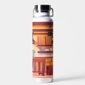 Schattige Chef Uil Koken in Keuken Waterfles (Achterkant)