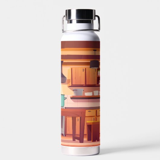 Schattige Chef Uil Koken in Keuken Waterfles (Achterkant)