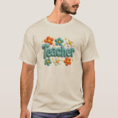 Schattige Chenille Patch Retro Bloem Leraar  T-shirt (Voorkant)