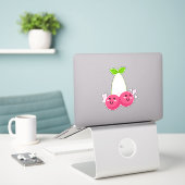 Schattige Cherry Art Design Sticker (Laptop op bureau)