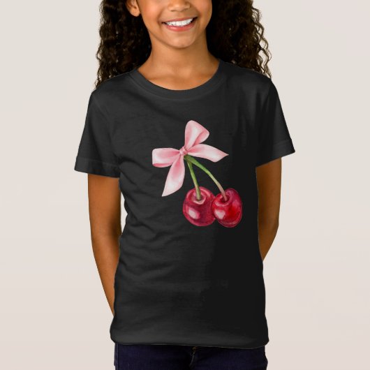 Schattige Cherry & Bow Graphic T-shirt (Voorkant)