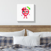 schattige Cherry Heart Wall Art Canvas Afdruk (Insitu (Slaapkamer))