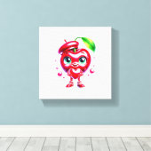 schattige Cherry Heart Wall Art Canvas Afdruk (Insitu (Houten vloer))