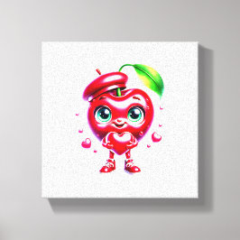 schattige Cherry Heart Wall Art Canvas Afdruk