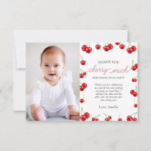 Schattige Cherry Meisje Berry Eerste Verjaardagsfe Bedankkaart