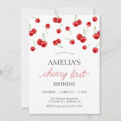 Schattige Cherry Meisje Berry Eerste Verjaardagsfe Kaart (Voorkant)