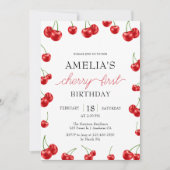 Schattige Cherry Meisje Berry Eerste Verjaardagsfe Kaart (Voorkant)