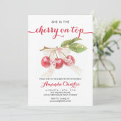 Schattige Cherry op Top meisje Baby shower Kaart (Staand voorkant)