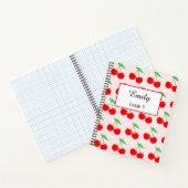 Schattige Cherry Pattern gepersonaliseerd script Notitieboek (Binnen)
