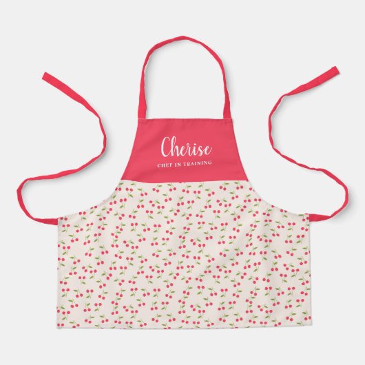 Schattige Cherry Pattern Modern Meisjes Chef Train Schort (Voorkant)