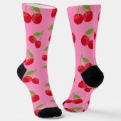 Schattige Cherry Pattern op Roze Sokken (Gebogen)