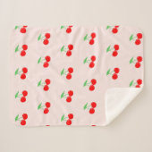 Schattige Cherry Pattern Rood & Roze | Cadeau Sherpa Deken (Voorkant (horizontaal))