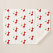 Schattige Cherry Pattern Rood & Wit | Cadeau Sherpa Deken (Voorkant (horizontaal))