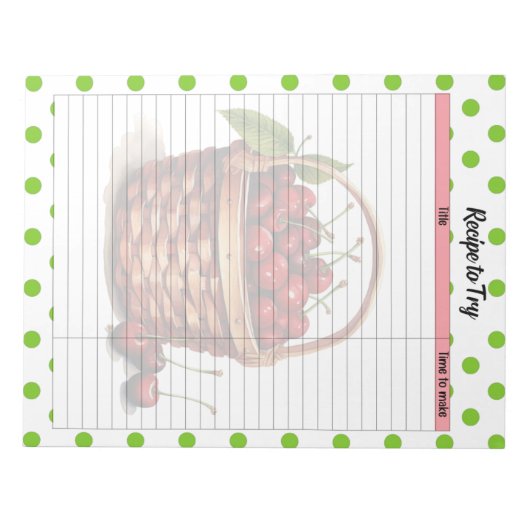 Schattige Cherry Recipe Notitieblok (Voorkant)