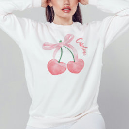 Schattige Cherry w / Pink Bow Girly Coquette Esthe Trui