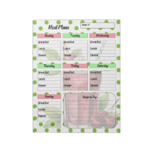 "Schattige Cherry Weekly Meal Planner" Notitieblok