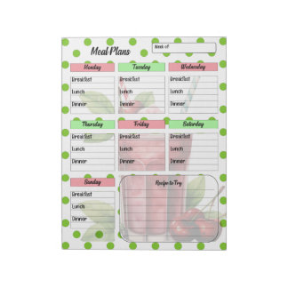 "Schattige Cherry Weekly Meal Planner" Notitieblok