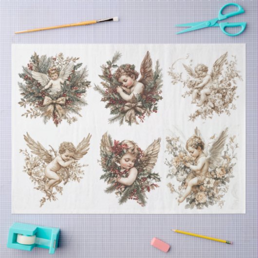 Schattige Cherub College Tissuepapier (Craft)