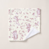 Schattige  Cherub Cupido Angels Roze Bloemen Toile Bad Handdoek (Wasdoekje)