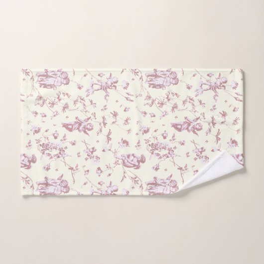 Schattige Cherub Cupido Angels Roze Bloemen Toile Bad Handdoek (Handdoek)