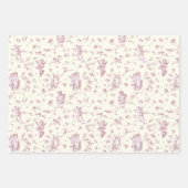 Schattige  Cherub Cupido Angels Roze Bloemen Toile Inpakpapier Vel (Voorkant 2)