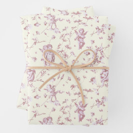 Schattige Cherub Cupido Angels Roze Bloemen Toile Inpakpapier Vel