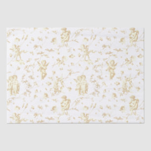 Schattige  Cherub Cupido Angels Tan Floral Toile Tissuepapier