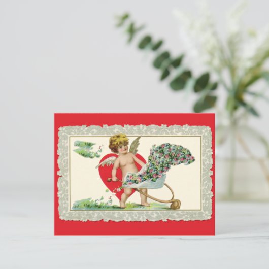 Schattige  Cherub-Valentijn Feestdagenkaart (Staand voorkant)