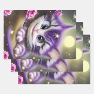 Schattige Cheshire Kitten Inpakpapier Vel