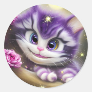 Schattige Cheshire Kitten Ronde Sticker