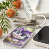 Schattige Cheshire Kitten Sleutelhanger (Voorkant Rechts)