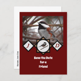 Schattige Chestnut Backed Chickadee Monogram Foto Uitnodiging Briefkaart