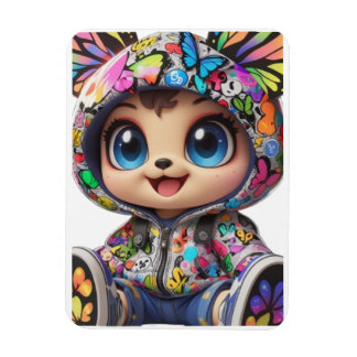 Schattige Chibi Beer in Graffiti Vlinder Hoodie – Magneet