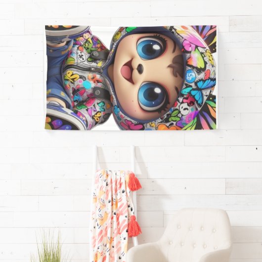 Schattige Chibi Beer in Graffiti Vlinder Hoodie –  Spandoek (Insitu)